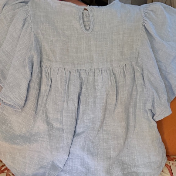 Cato Sky Blue Flutter Sleeve Top - Picture 4 of 4